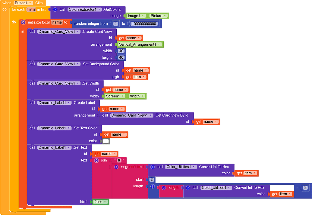 Colors Extractor Extract colors from image Extensions Kodular