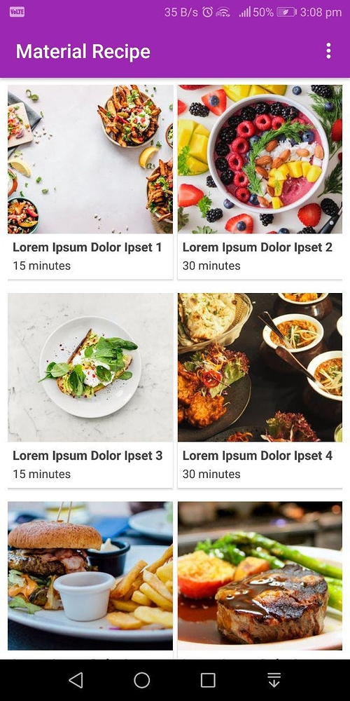 Material Recipe Dynamic Recipe Book App Using Deep Host Custom List