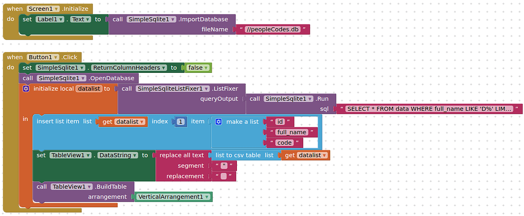 Complete sqlite select to show in table it s possible discuss 