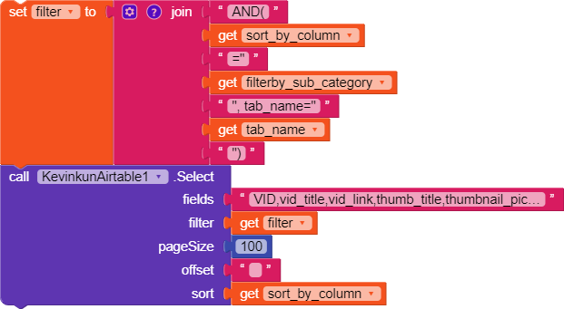 Filter block for fetching VId lists for all labels