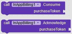 This block acknowledge/consume the purchase with purchase token.