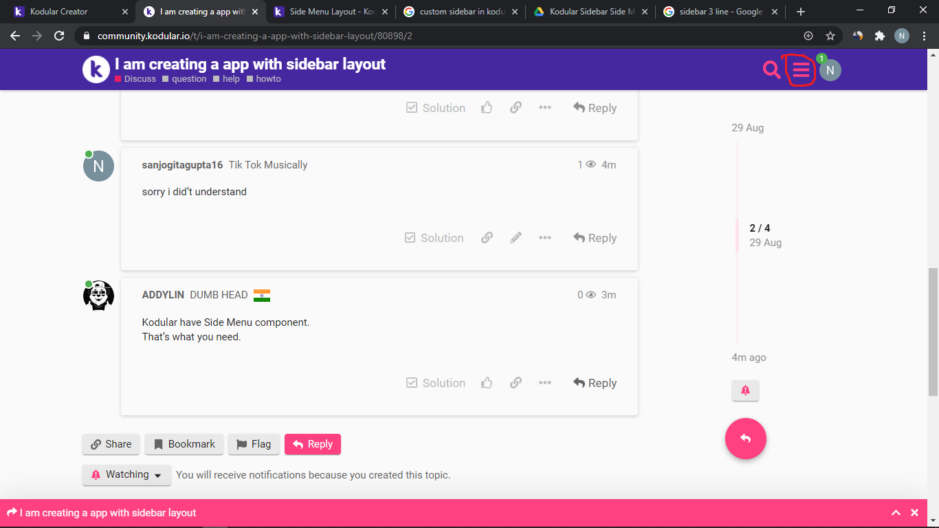 I am creating a app with sidebar layout Discuss Kodular Community